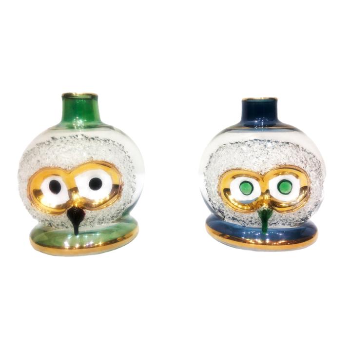 Bambino Glass Owls Green & Blue - GLS003
