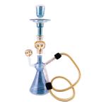 Mummy & Baby Blue Glass Owl Hookah - GLS017